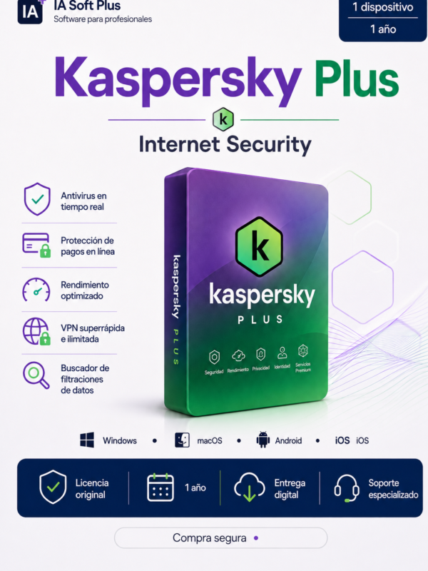 Kaspersky Plus Internet Security | 1 dispositivo | 1 año
