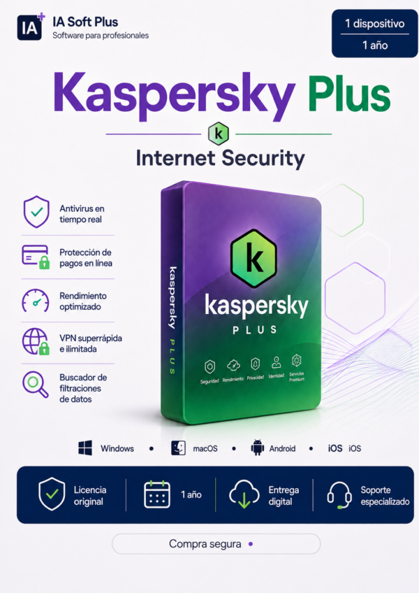 Kaspersky Plus Internet Security | 1 dispositivo | 1 año
